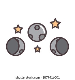 weather moon phases and stars vector illustration line and fill style