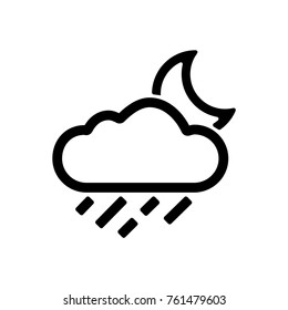 Weather Moon Rain Icon. Vector.