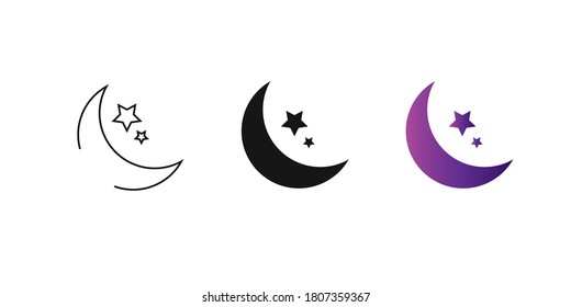 Weather night icon, line , solid, gradient icon vector illustration