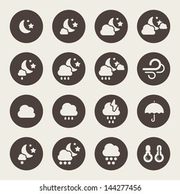Weather night icons set