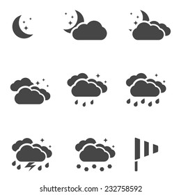 Weather Night Icons Set Black Simple Stock Vector (Royalty Free ...