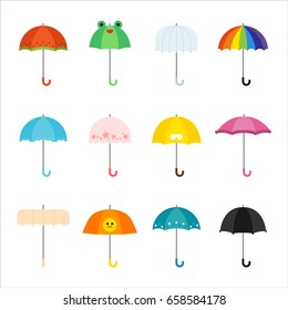weather object various kind of umbrella vector illustration flat design