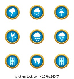 Weather observation icons set. Flat set of 9 weather observation vector icons for web isolated on white background