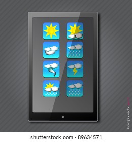 Weather on tablet on gray background