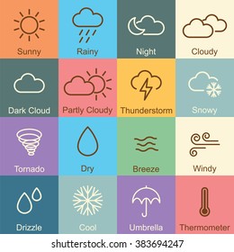 weather outline design, vector infographic elements