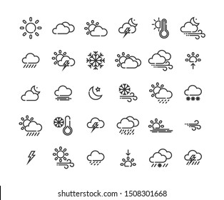 Weather outline icon set ,Vector Illustration.