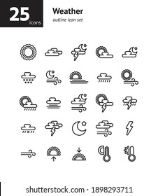 Weather outline icon set. Vector and Illustration.