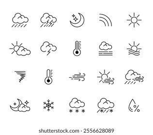 Weather Outline Icons for Forecast Applications, Climate Icon Set