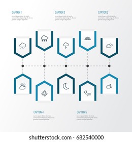 Weather Outline Icons Set. Collection Of Moon, Sun, Night And Other Elements. Also Includes Symbols Such As Snowy, Sun, Moonlight.