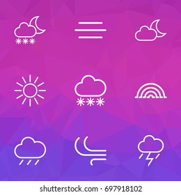 Weather Outline Icons Set. Collection Of Rain, Night, Snowfall And Other Elements. Also Includes Symbols Such As Snow, Breeze, Sunshine.