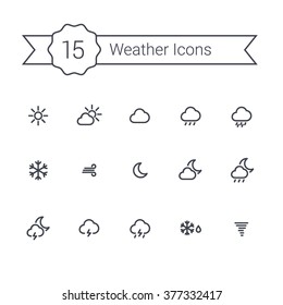 Weather outline icons set. Weather line minimal icons for your app and website. Line con set of weather.