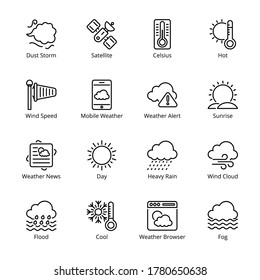 Weather outline Icons - stroke, vector