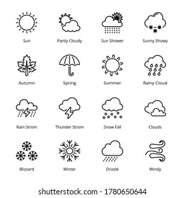 Weather outline Icons - stroke, vector