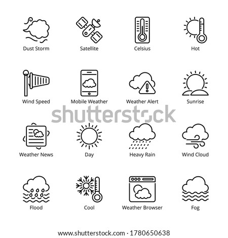 Weather outline Icons - stroke, vector