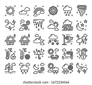 weather outline vector icons set