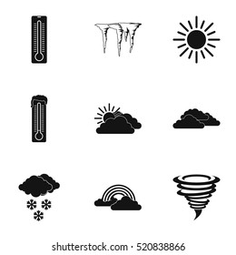Weather outside icons set. Simple illustration of 9 weather outside vector icons for web