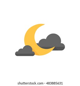 Weather overcast cloudy icon in flat color style. Nature forecast night cloudy cold