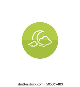 Weather overcast cloudy icon in flat color circle style. Nature forecast night cloudy