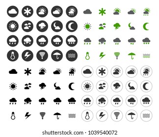 Weather overcast icons set - forecast sign and symbols