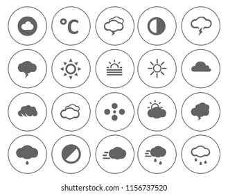 Weather overcast icons set - forecast sign and symbols