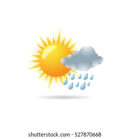 Weather overcast partly rain icon in color. forecast raining season monsoon