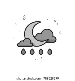 Weather overcast rainy icon in flat outlined grayscale style. Vector illustration.
