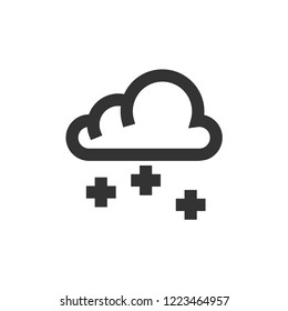 Weather Overcast Snowing Icon In Thick Outline Style. Black And White Monochrome Vector Illustration.