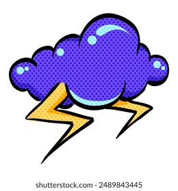 Weather overcast storm halftone icon hand drawn color vector illustration