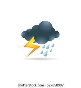 Weather overcast storm icon in color. Nature forecast thunder