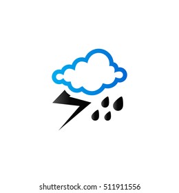 Weather overcast storm icon in duo tone color. Nature forecast with lightning