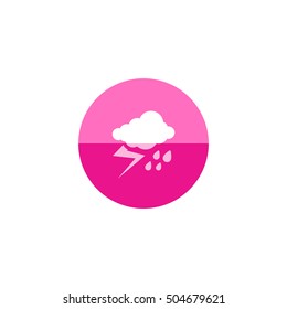 Weather overcast storm icon in flat color circle style. Nature forecast thunder