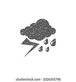 Weather overcast storm icon in grunge texture. Vintage style vector illustration.