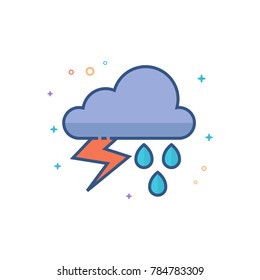 Weather overcast storm icon in outlined flat color style. Vector illustration.