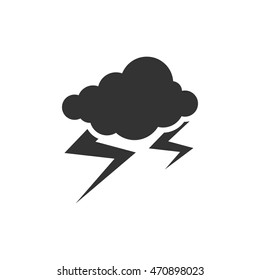 Weather overcast storm icon in single color. Nature forecast thunder