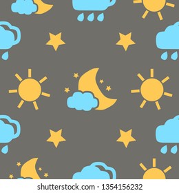 Weather Sky Elements Seamless Pattern Cartoon Stock Illustration ...