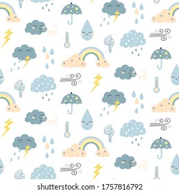 Weather pattern flat illustration. Home and kids decoration series.