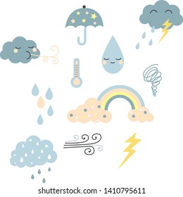 Weather pattern flat illustration on white