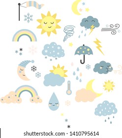 Weather pattern flat illustration on white