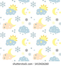 Weather pattern flat illustration seamless design