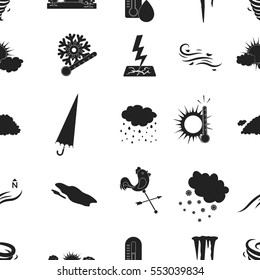 Weather pattern icons in black style. Big collection of weather vector symbol stock illustration