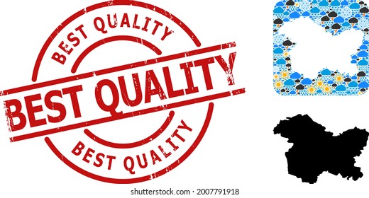 Weather pattern map of Jammu and Kashmir State, and rubber red round Best Quality seal.