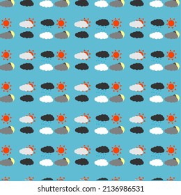 weather in pattern on blue background
