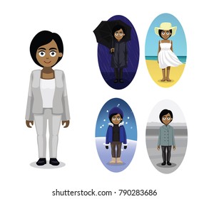 Weather Person Clothes Woman Cartoon Vector Illustration