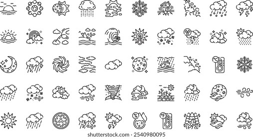 Weather phenomena icons High-Quality Vector Icons Collection with Editable Stroke. Ideal for Professional and Creative Projects.