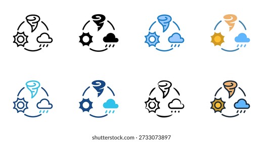 Weather phenomenon icons set multiple style collection. Editable stroke 
