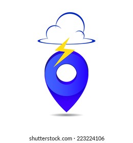 Weather pin pointer icon symbol vector on white background