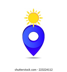 Weather pin pointer icon symbol vector on white background