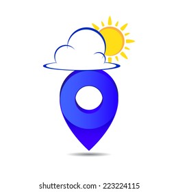 Weather pin pointer icon symbol vector on white background