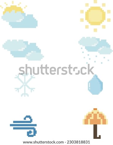 weather pixel icon set and vector 