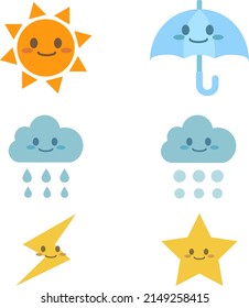 Weather pop and cute character illustration set